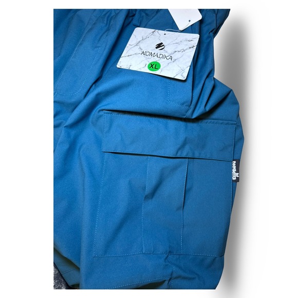 Nomadika Oversize Snowboard Ski Pants Blue Cargo XL Built-in Belt Zipper Vents - Picture 10 of 12